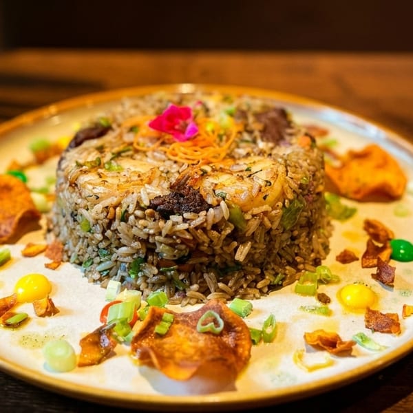 Arroz chaufa Peruvian fried rice with shrimp at Harlemite Peruvian Cuisine